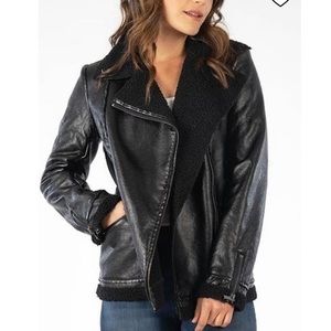 KUT Orla moto faux leather and Sherpa jacket